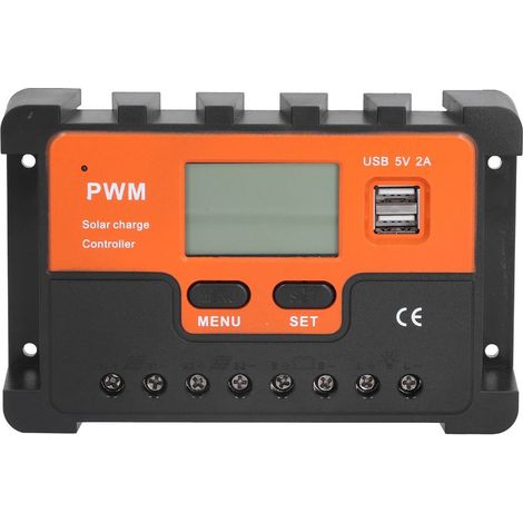 Régulateur Solaire 30A LCD USB Double pour Batterie 12V/24V avec Protection (1/5)