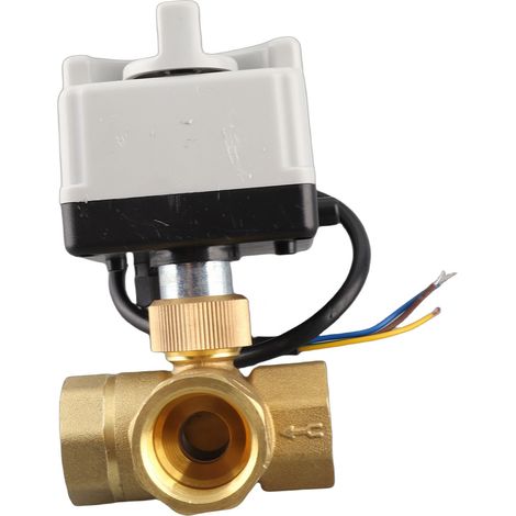 Vanne à bile 3 voies DN20 laiton motorisée 220V filetage femelle 3/4po 3 fils 2 commandes (1/5)