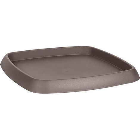 Soucoupe carrée CHORUS Taupe 27 cm, pour pot 30 cm - EDA