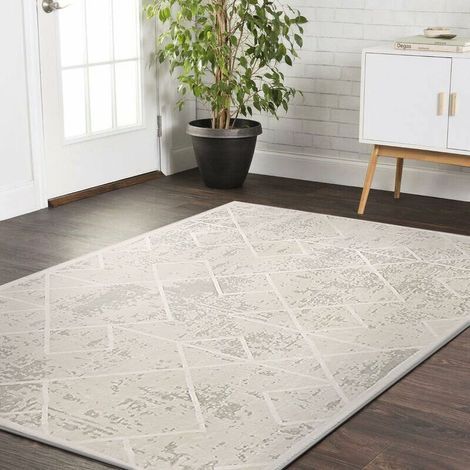 IkodmTapis de salon moderne abstrait, design doux, facile d'entretien, grand tapis (ivoire, 120 x 160 cm) (1/4)