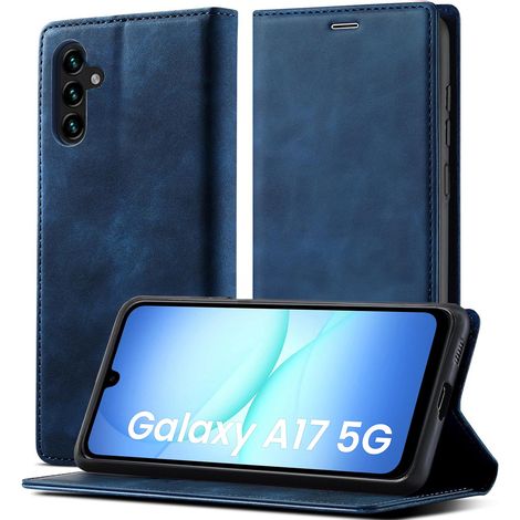 Funda tipo libro de gamuza inteligente para Samsung Galaxy A17 5G - Azul marino (1/5)
