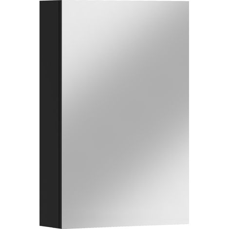 Armoire de salle de bain suspendue Antico 40 avec miroir, noire (1/4)