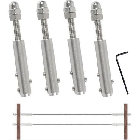 4 Pièces Tendeur Cable Inox Cable Inox 4mm, Terminal pour Fil Inox Métallique Terminal À Vis pour Cable Métallique 4 mm-Karteo (1/4)