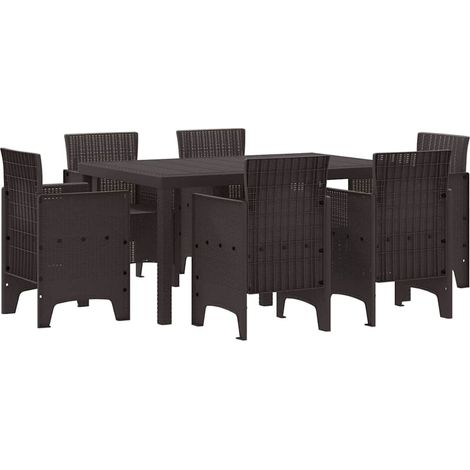 Ensemble de salle à manger pour jardin 7 pcs,Salon de jardin Marron Rattan Polt CFW22338 (1/5)