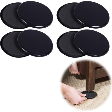 8PCS 9 CM Réutilisables Patins Glisseurs pour Sols Durs,Patins pour Meubles-Patin Meuble Patin MeubleMeubles et Moquettepour Meuble Lourd-Déplace Meubles-Glisseurs pour Planchers en Bois Noir (1/5)