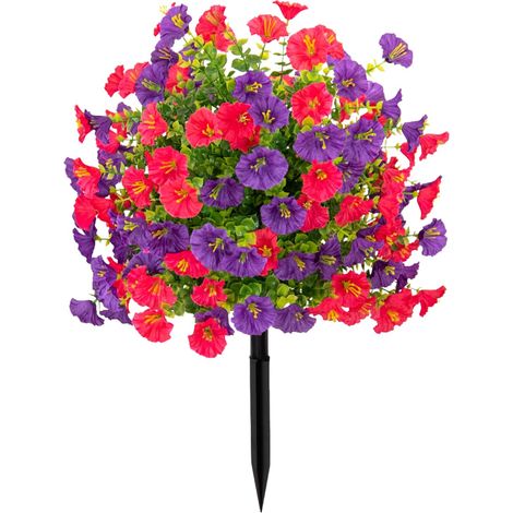 Flores artificiales de seda resistentes a los rayos UV con estaca para decorar porches, patios o ventanas (Amarillo, 1 unidad) (1/5)