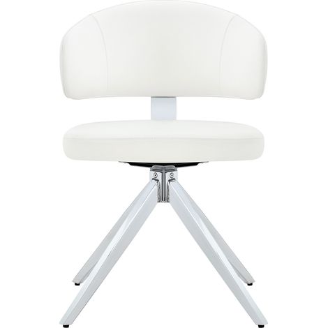 ELVMI Lot de 2 Chaises de Salle à Manger Pivotantes à 360°, Rembourrées, Dossier Incurvé, PU et Métal, Blanc (1/5)
