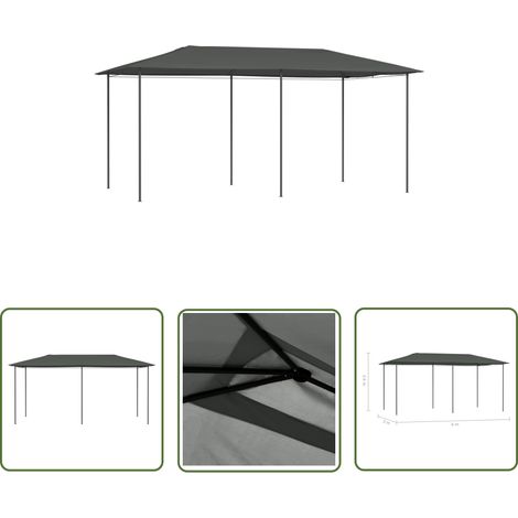 The Living Store Belvédère 2,98x5,3x2,59 m Anthracite 160 g/m² - Auvent - Gazebo - Parasol - Abri Extérieur - Tente De Jardin (1/4)
