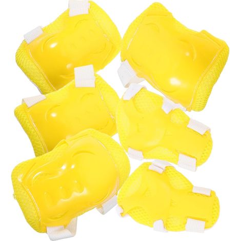 Ensemble de protections 6 pièces pour le cyclisme et le skateboard - coudières, genouillères et protège-poignets à motifs jaunes pour les sports de plein air - (1/5)