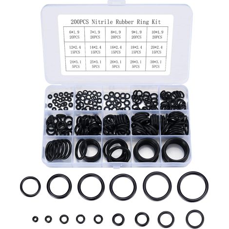 200 pezzi O-ring, 15 misure O-ring in gomma per isolamento di tenuta di tubi idraulici (1/5)