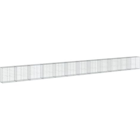 Cesta de gaviones valla de jaula muro de contención con tapa 1200 x 50 x 100 cm hierro galvanizado plata 020040134