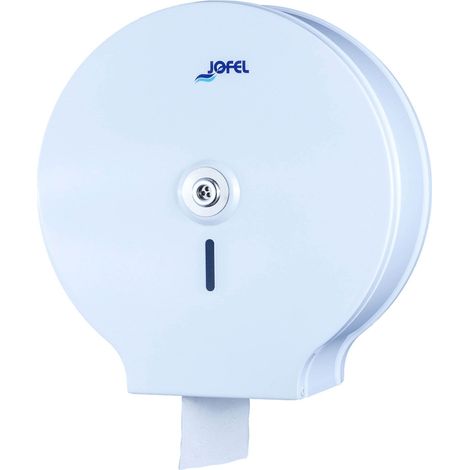 Jofel - Grande portarotolo industriale, dispenser di carta in rotoli fino a 400 m, diametro max. 260 mm, mandrino da 18 a 55 mm, cassa in acciaio laminato bianco, classico AE13300 (1/3)