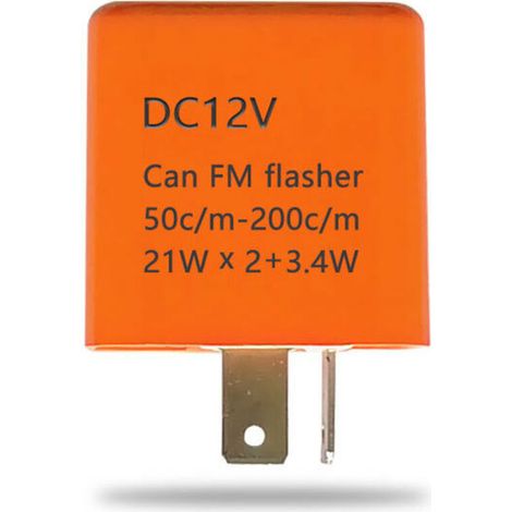 Relais clignotant universel, clignotant moto clignotant indicateur de vitesse 2 broches réglable LED clignotant relais 12V(Orange)