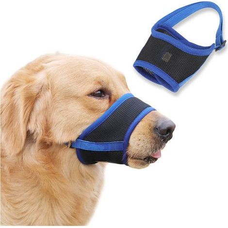 Hundemaulkorb zur Verhinderung von Beißen, Bellen und Kauen, mit verstellbarer Schnalle, aus weichem und atmungsaktivem Stoff (blau) (1/5)