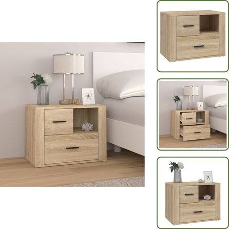 Comodino in legno multistrato - vidaXL Comodino Rovere Sonoma 60x36x45 cm in Legno Multistrato - Comodino con piano decorativo