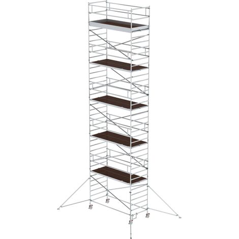 Günzburger Steigtechnik Echafaudage roulant 1,35 x 3 m avec stabilisateur & double plate-forme Hauteur de plate-forme 10,35 m - 169036
