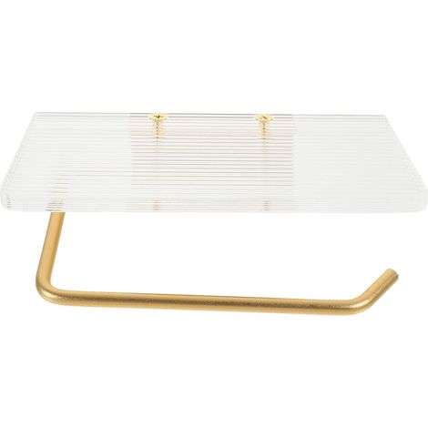 Support rouleau WC, aluminium/doré/sans perçage/avec étagère (1/5)