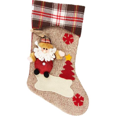 1 Chaussette de Noël, grande taille 46cm, motif Père Noël bonhomme de neige renne, décoration sapin cheminée fête (1/5)