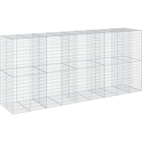 Muro de contención de gaviones con cubierta 450 x 100 x 200 cm hierro galvanizado color plata 020040168