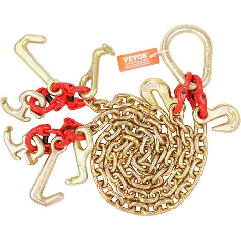 G80 V Bridle Chain, 5/16" x 3' Remorquage, Crochets R, T, J et Grab, Charge 10800 lbs, Dépanneuse (1/5)