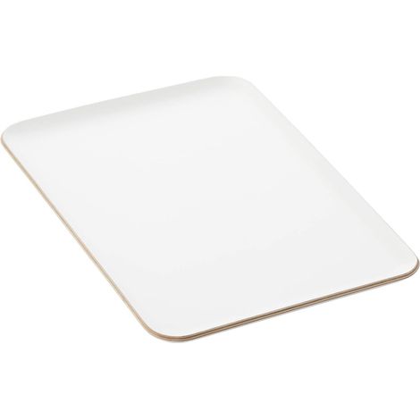 1 Plateau rectangulaire blanc, bois contreplaqué 33x23cm, service salon, décoration intérieur