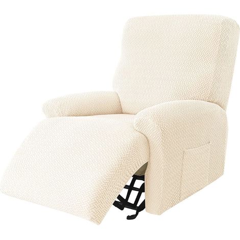 Stretch-Sesselbezug, 4-teiliger Jacquard-Sesselbezug, rutschfest, abnehmbar, waschbar, beige (1/5)