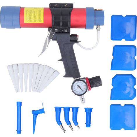 Pistolet à calfeutrer pneumatique 310ml avec manomètre pour colle verre, capacité 310ml (1/5)