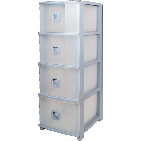 Cassettiera in Plastica Pratika Slim Plus 4 Cassetti Grigio 37,5 x 28,5 x 80 cm (1/2)