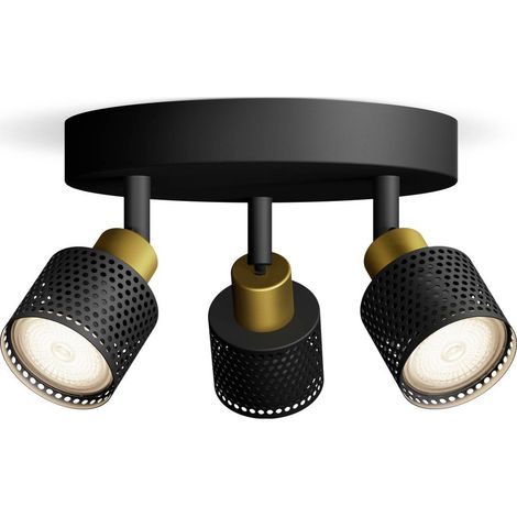Philips Niall Faretto da superficie con 3 punti luce (Nero/Oro) - Attacco GU10 (1/5)
