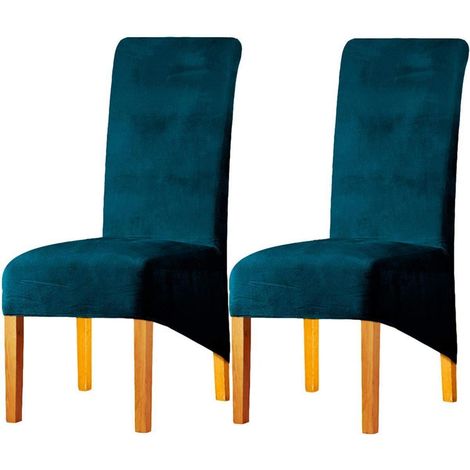 Housses de chaise en velours stretch, lot de 2, amovibles et lavables, pour salle à manger (1/5)