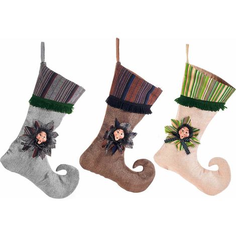 Calze della Befana in Panno Set da 9 Calze con Befana in Resina Decorazione Natalizia per il Camino Idea Regalo (1/2)