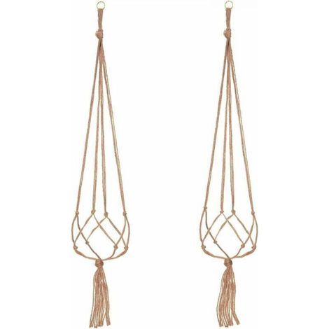 Paquets Suspension Plante Macramé, Pot Suspendu Plante, pour Suspendre Pot de Fleur Plante Suspension Suspendue Décoration Balcon Maison, 4 Jambes en Corde, 105 cm,2Pcs (1/4)