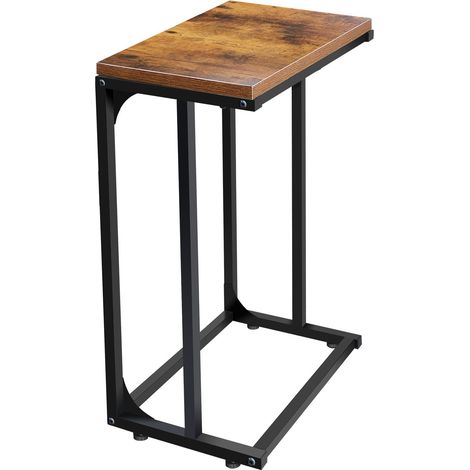 Computer Desk Side Table Metal Modern Rustic Top Black Frame Coffee Sofa Bed (1/5)