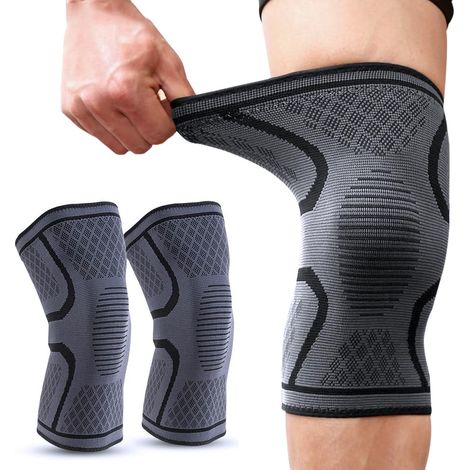 Paquete de 2 rodilleras unisex de soporte - Rodilleras flexibles para correr y hacer ejercicio - Protección cómoda - Negro - Talla M (1/4)