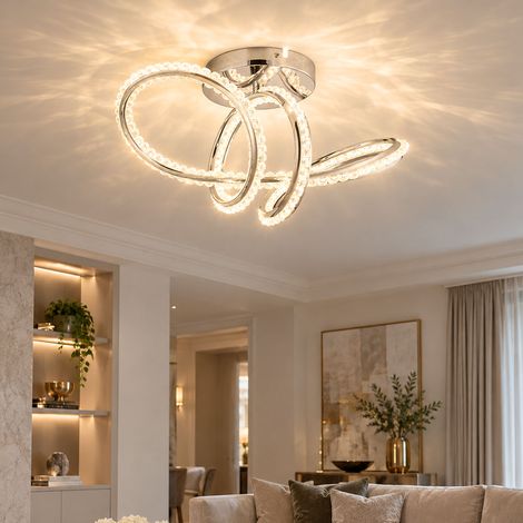 LED Deckenlampe Deckenleuchte Esszimmerlampe dimmbar Silber Metall H 25 cm (1/5)