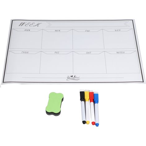 Whiteboard-Aufkleber 42 x 30 cm, magnetisch, wiederverwendbar, leicht zu reinigen, Wochenraster, trocken abwischbar (1/5)