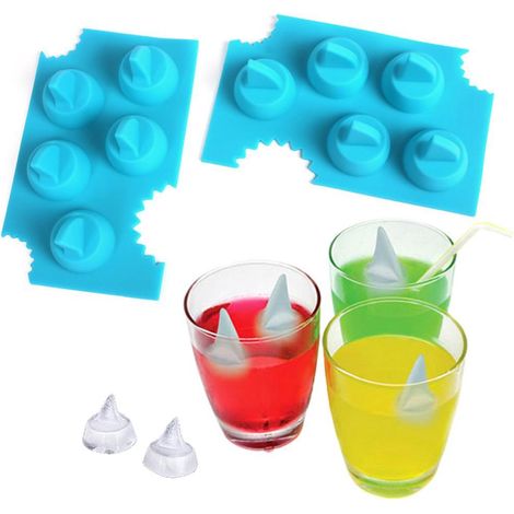 Lot de 2 moules en silicone alimentaire pour glaçons, forme d'aileron de requin bleu ou gâteau au chocolat, moule à glace original et créatif (1/5)