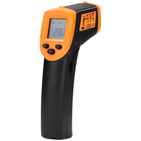Thermomètre infrarouge portatif sans contact, thermomètre numérique LCD, thermomètre industriel infrarouge, -50 à 600°C/-58 à 1122°F (pas pour les humains) Orange (1/5)