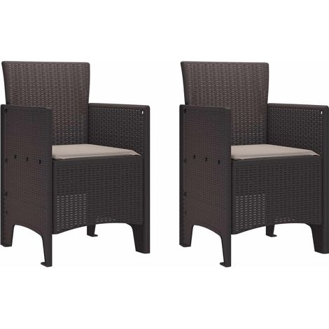 Gartenstuhl mit Kissen 2 pcs Braun 53 x 49 x 85 cm Polypropylen