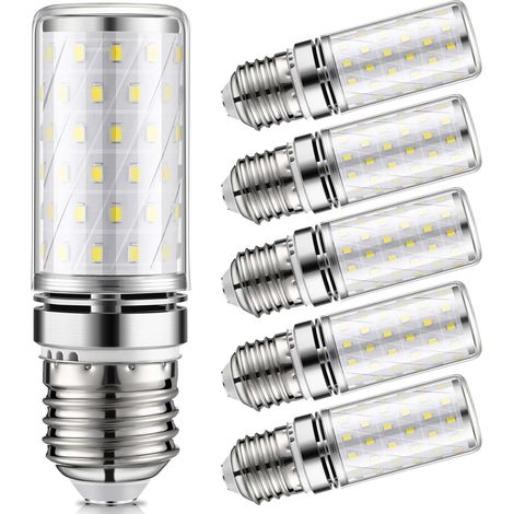Light Bulb E27 LED Cool White 6000 K, Extra Bright LED Lamp 7 W 700 LM Replaces 70 W Incandescent Bulb, Flicker-Free, Corn Cob Bulb, Energy Saving Bulb Bulb, Not Dimmable, AC 220-240 V, Set of (1/5)