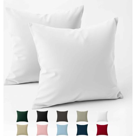 Taie Oreiller 65x65 Coton Renforcé Set de 2 Blanc Tissage serré de 57 Fils/cm² Taie Oreiller 65 x 65 cm (1/5)