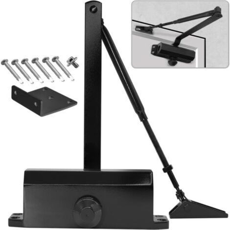 Ferme porte Automatique avec Dispositif D'arrêt, Groom Fermeture Porte à Ressort Réglable, Tampon Fermé usage Commercial et Résidentiel Porte de 60-85kg Installation Vidéo EN1634-1, Noir (1/4)