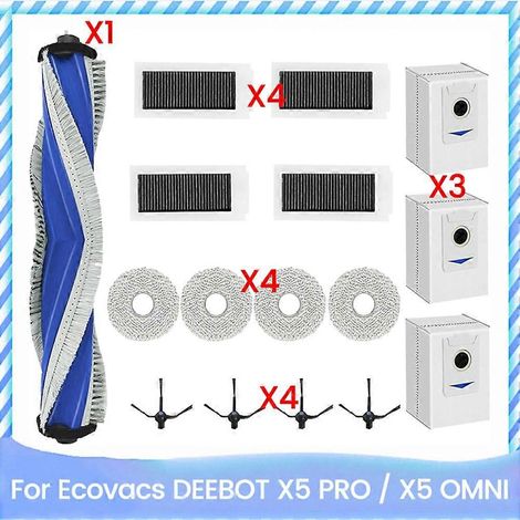 Filtre pour aspirateur brosse pour aspirateur Filtre de brosse pour aspirateur filtre de 16PCS ECOVACS DEEBOT X5 PRO / X5 Pro OMNI Aspirateur Serpillière Cloth HEPA Filtre Main Side Brosse (1/5)