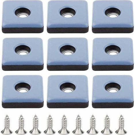 Almohadillas deslizantes para muebles con fijación mediante tornillos - 24 piezas cuadradas de 25 mm - aptas para patas de sillas y mesas. (1/4)