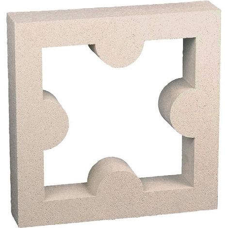 Celosía de Hormigón Blanca - Ventilación e Intimidad en el Jardín - 25 × 5 × 25 cm (C243) - Unidad - Blanco (1/5)