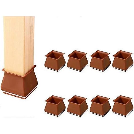 Embouts de pieds de chaise carrés en silicone marron, 16 pièces, antidérapants, pour tabourets et tables. (1/5)