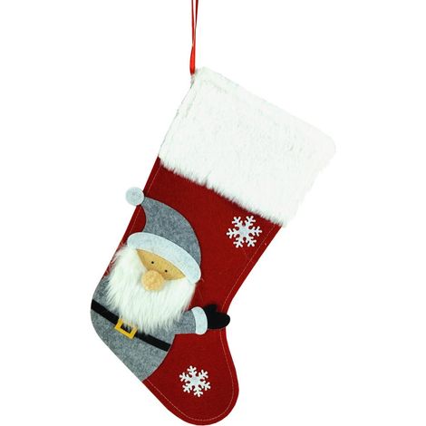 TrendLine Deko Weihnachtsanhänger Filz Socke Weihnachtsmann 22 x 1 x 37 cm mehrfarbig Hängedekoration