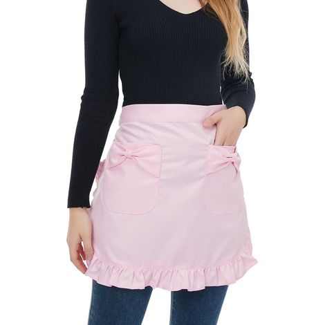 Tablier à la taille avec poches, tablier de cuisine pour cuisine, restaurant, bistrot, demi-tabliers pour fille et femme (1/5)