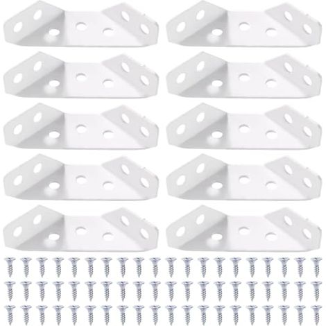 10 Pièces Épaisseur 1.2mm Connecteurs D'angle en Acier Inox, Équerres D'angle Trapézoïdales, avec 60 vis, pour Meubles en Bois Étagères Tables Chaises, Petit Blanc