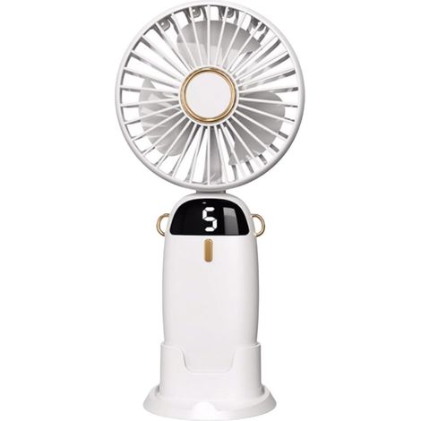 Ventilateur portable, petit ventilateur de poche à 5 vitesses avec base, mini ventilateur de bureau USB portable silencieux et puissant – 1200 mAh – (1/3)